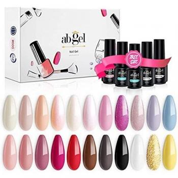 ab gel 8 PCS Soak Off Gel Nail Polish Set- Gel de 6 colores sin base de limpieza y Kit de manicura de uñas de gel de inicio de capa superior