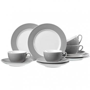 Juego de Café Ritzenhoff & Breker Doppio 12 Piezas para 4 Personas en Porcelana Gris