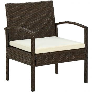 Brown Poly Rattan Garden Chair with Cushion