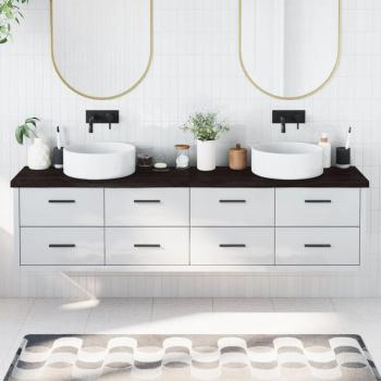 Encimera de Baño Plegable de Madera Tratada Color Marrón Claro, Natural y Gris Oscuro - 200x30x4 cm
