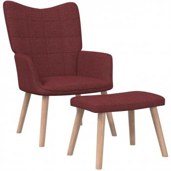Sillón Relax con reposapiés en tela rojo vino