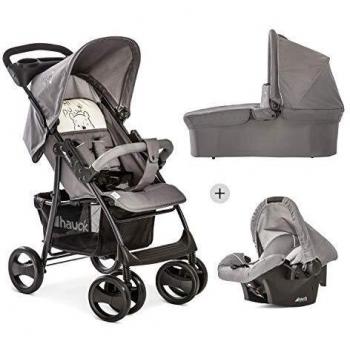 Hauck Shopper SLX trioset - carro, coche bebes 3 piezas de capazo, sillita y grupo 0+, botellero, plegado facil y comodo, 0 meses a 25 kg, gris