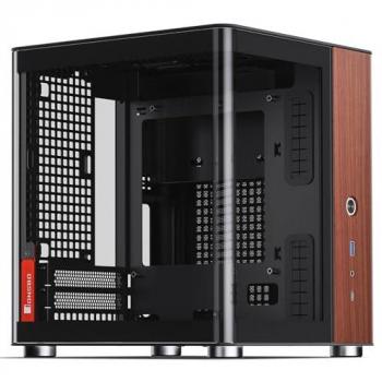 Caja Mini-Tower Jonsbo TK-0, Mini-ITX, Cristal Templado, Madera, Negro