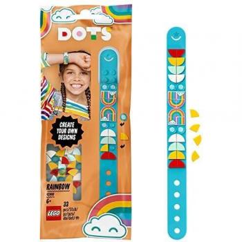 LEGO DOTS - Pulsera arcoíris, brazalete de color azul personalizable con piezas decorativas multicolor, pulsera creativa de juguete DIY a partir de 6 años