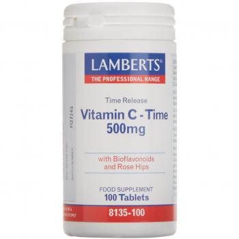 Lamberts Vitamin C 500 mg Sustained Release with Bioflavonoids and Rose Hips 100 Tablets