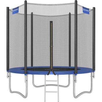 Trampolín de Jardín con Red de Seguridad y Escalera, Azul / 244 cm