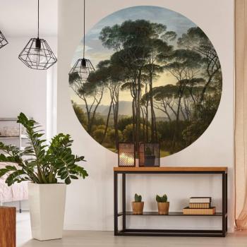WallArt Papel Pintado de Pared Redondo Umbrella Pines in Italy Ø 142,5 cm