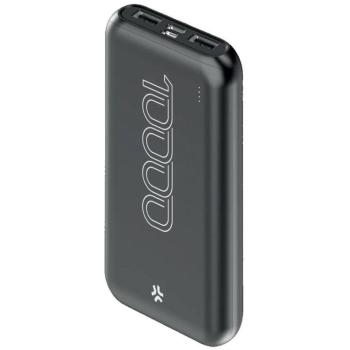 Powerbank 10000 mAh con carga inalámbrica, 3 salidas USB-C/Micro-USB/USB-A, protección múltiple, color negro