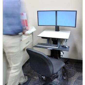 Ergotron WorkFit-C, Dual Sit-Stand Multimedia cart Negro, Gris Panel plano - Soporte para equipo multimedia