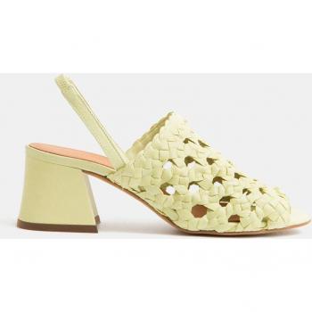 Sandalias de tacón de mujer en piel con pala trenzada