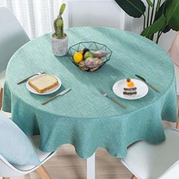 QWE Durable Polvo Lavable Mantel De Color Sólido, Redondo Mantel Fácil Limpieza Decoración De La Mesa Adecuado para Cocina Restaurante Jardín Garden Habitación Familiar-Verde 180x180cm