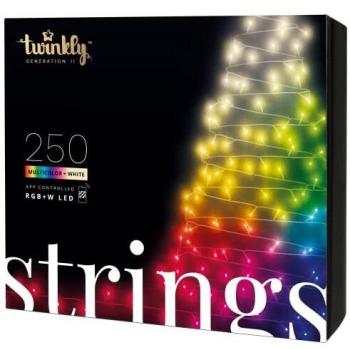 Twinkly 250 RGB+White LED Smart Light Strings - Indoor/Outdoor Christmas Lights, App-Controlled, Alexa & Google Home Compatible, Mapable, IP44 Rating, Black Wire, 20m