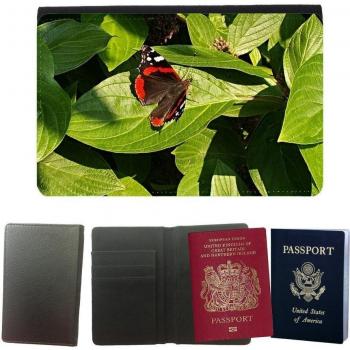 Couverture de passeport // M00133937 Mariposa Bush Follaje Viburnum // Universal passport leather cover