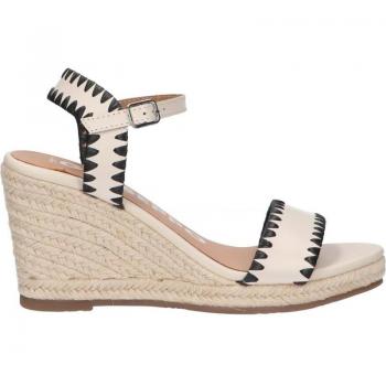 Gioseppo Sandalias de Piel Color Off-white con Pespuntes y Cuña de Yute para Mujer Neiva - Modelo de Moda