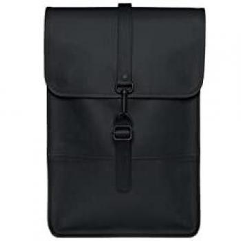 Mochila Rains Negra Impermeable con Compartimento Principal y Correa Ajustable