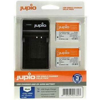 Jupio Value Pack: 2x Battery Li-90B/Li-92B 1270mAh + USB Single Charger