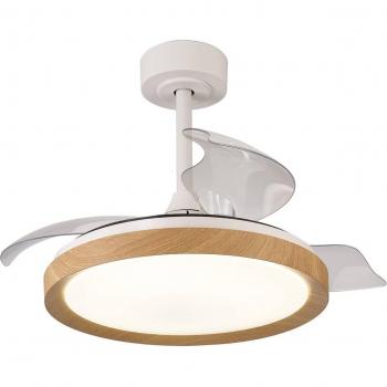 Ventilador de Techo LED Mistral Mini 40W con Luz Regulable y Motor DC Silencioso Ø 91 cm, Acabado en Madera