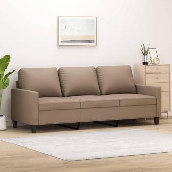 Sofá de 3 plazas Cappuccino en cuero sintético de 180 cm