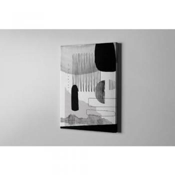 Impresión sobre Lienzo Abstracto 2 - Poliéster, Madera, Blanco, Negro y Gris - 100x3x150 cm
