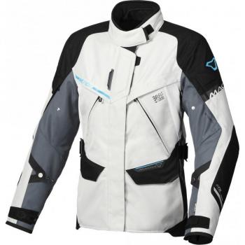 Macna Chaqueta de Moto para Mujer Mundial Impermeable Textil Negro-Gris (XS)