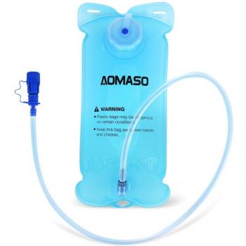 Aomaso 2L 70oz Hydration Bladder Water Storage Reservoir FDA Approved BPA Free with Wide Opening and Shutoff Valve for Outdoor Biking, Climbing, Hiking, Hunting and More - Azure