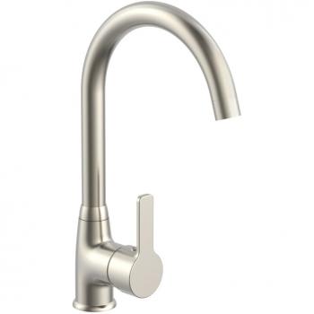 Grifo monomando de cocina DIZIANI acero inoxidable color plateado, cromado y blanco