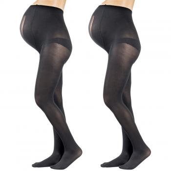 2 PARES MEDIAS PREMAMA OPACAS | PANTY PARA FUTURA MAMA | 40 DEN | NEGRO | S, M, L, XL | CALCETERÍA ITALIANA |