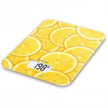 Beurer KS19 Lemon Balanza de Cocina Electrónica - Capacidad 5kg, Precisión 1g, Botones de Sensor táctil, Función Tara, Diseño Limón