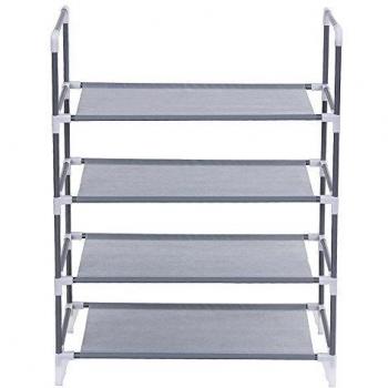 Songmics 4 pisos Zapatero Estantería Organizador de tela de zapatos 58 x 28 x 74 cm Gris LSR04G
