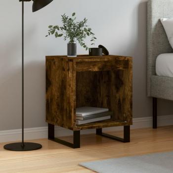 Mesita de noche Smoke Oak 40x35x50 cm Madera multicapa Marrón