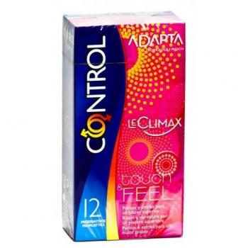 Control Le Climax Touch & Feel Preservativos 12 Unidades - Preservativos ultra finos, textura suave, con lubricante, diseño anatómico para mayor comodidad y placer