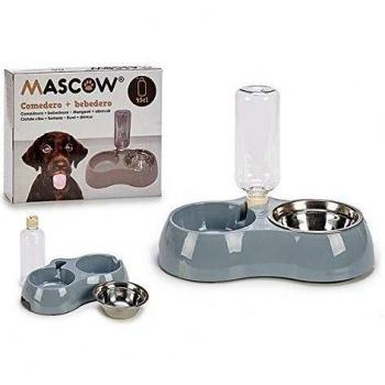 Mascow S3603929 Comedero para Mascotas, 30 x 24 x 19 cm, Gris