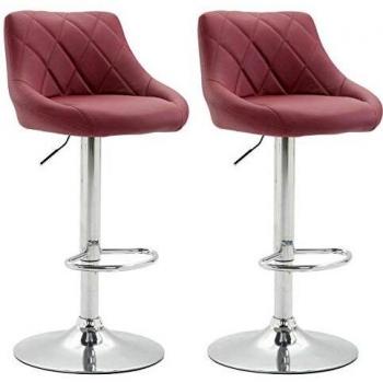 Set de 2 Taburetes Barhocker Lazio de Kunstleder Burdeos, Ajustables en Altura y Giratorios