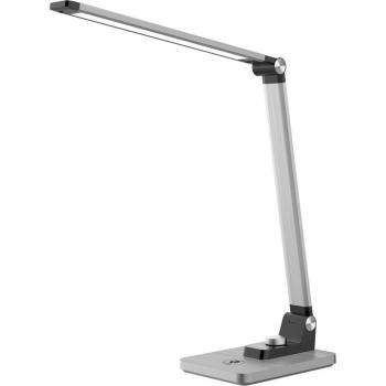 Lámpara de mesa LED Valtaris, plata, aluminio, CCT, atenuable con dimmer táctil