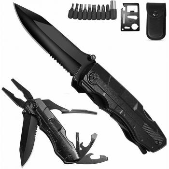 ORSIFOW Cuchillo Multiusos, Herramienta Multiuso Inoxidable | Alicates Plegables & Cuchillo | Destornillador & Abrebotellas