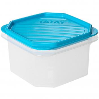 Tatay Fiambrera de Alimentos, Hermética, 0,6L de Capacidad, Tapa Flexible a Presión, Libre de BPA, Apto Microondas y Lavavajillas, Color Azul, Medidas: 12 x 12 x 7,5 cm