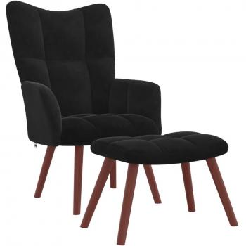 Sillón Relax con reposapiés negro en terciopelo