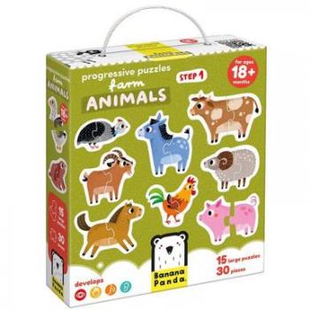 Banana Panda Progressive Farm Animals Puzzles for Toddlers 18m+