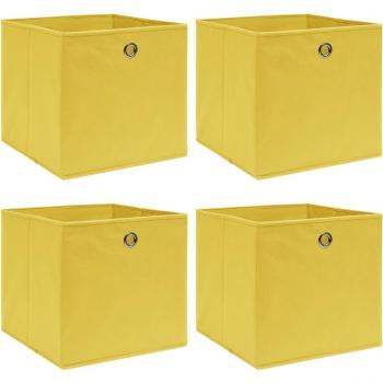 Cajas de almacenamiento Day and Night - 4 unidades, tejido amarillo, 32x32x32 cm