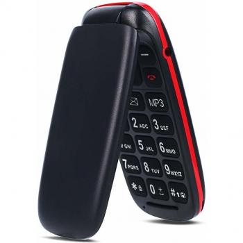 ukuu 1,8 Teléfono móvil Unlock con Tapa para Personas Mayores 800mAh Teclas Grandes gsm Dual SIM Fácil de Usar para Ancianos Negro F200