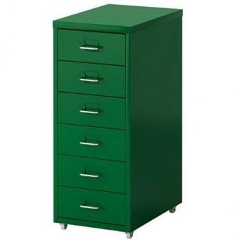 IKEA HELMER cajones cajonera con ruedas de acero - 6 schu balden - dimensiones 28 x 43 x 69 cm - verde