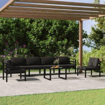 7-Piece Anthracite Aluminum Garden Lounge Set with Cushions