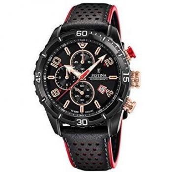 Festina Men's Chrono Sport Watch F20519/4 - Black Leather Strap, 44mm, Quartz Chronograph