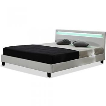 Cama con cabecero LED Maria - 160 x 200 cm - Blanco