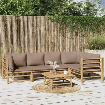 vidaXL 6-Piece Garden Lounge Set with Taupe Cushions and Bamboo Frame