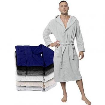 Twinzen Bata Baño con Capucha, Albornoz 100% Algodón para Hombre