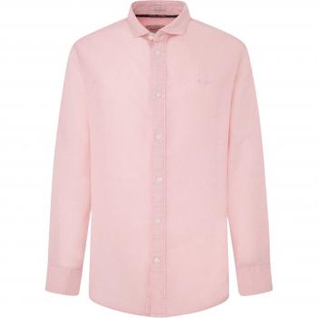Pepe Jeans Men's Regular Fit Pink Linen Shirt - Paytton Model