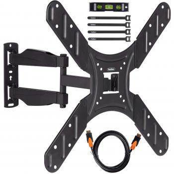 VonHaus Soporte de TV Para Televisores de 20-50 Con Paquete Completo - Incluye Cable HDMI, Abrazaderas De Cable Y Nivel De Burbuja - Soporte De Pared Totalmente Ajustable / Extensible - Inclinación Y Giro