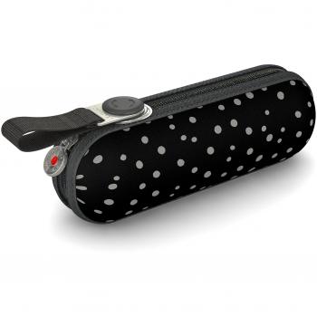 Knirps Paraguas unisex para adultos, Flakes Black, geschlossen: Länge ca. 17 cm, Durchmesser ca. 6 cm, Diseño de lunares.