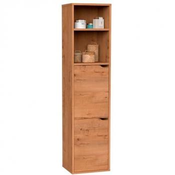 Columna de Baño Briebe Aura, Mueble Auxiliar Alto Moderno 150x36,5x30 cm, Almacenamiento en Madera con 2 Estantes y 2 Puertas